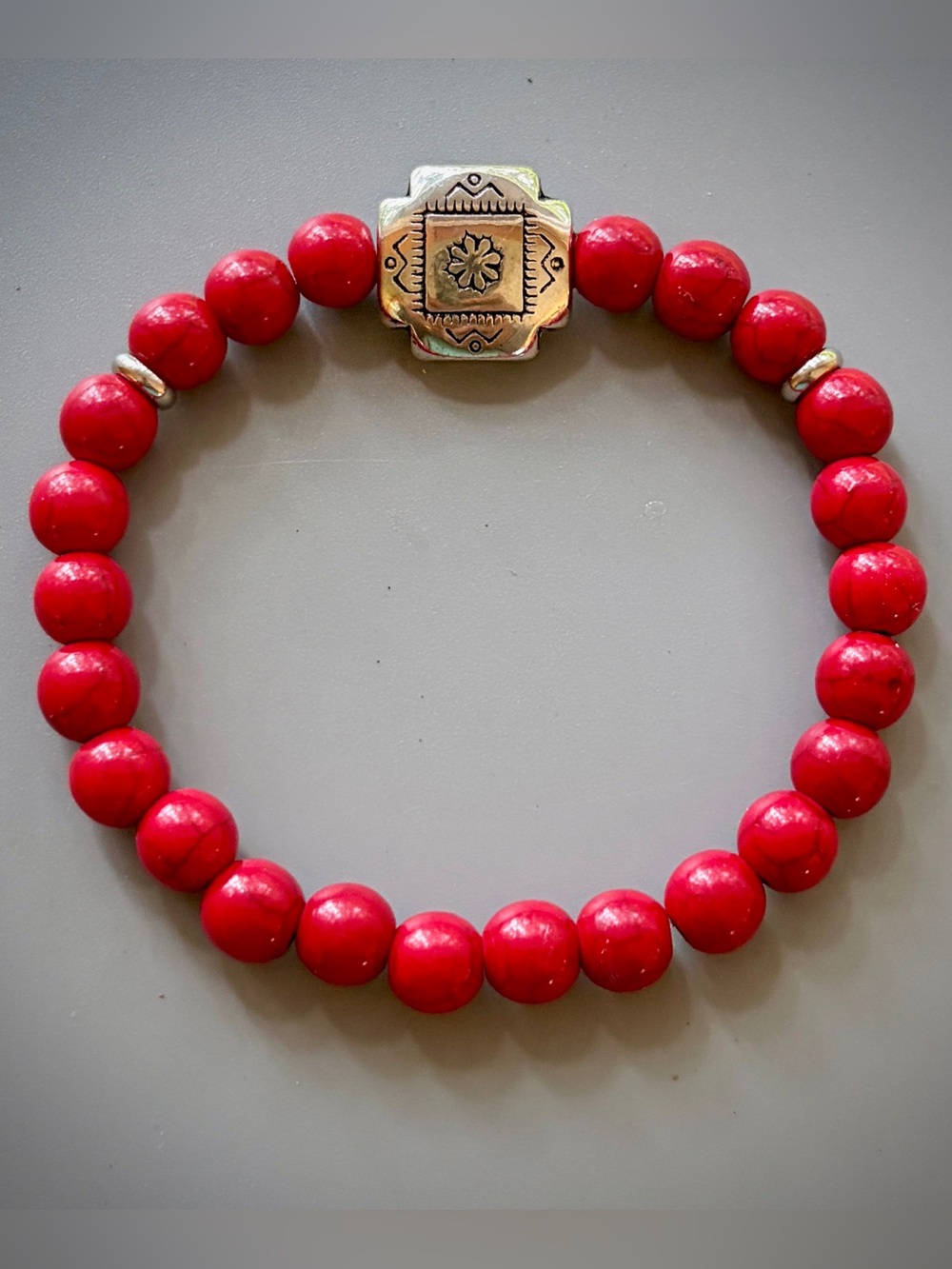 Red Coral Handcrafted Bead Bracelet